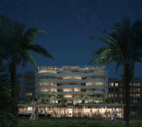 Die beleuchtete Residenz 33 Croisette bei Nacht mit eleganter Architektur, palmengesäumter Promenade und exklusivem Ambiente an der Côte d’Azur. Cannes3.png