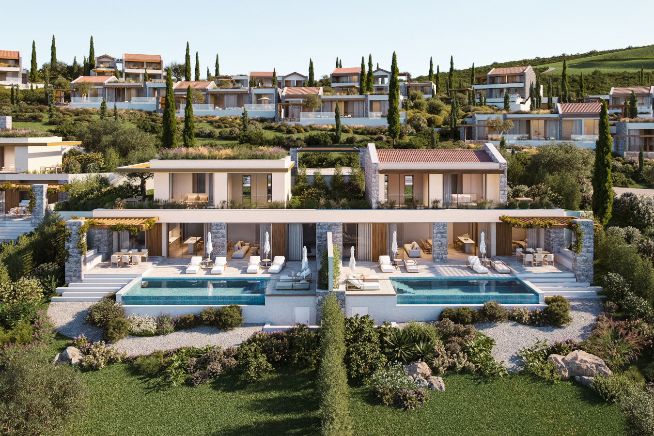 Blick auf die Anlage mit Häusern und Pools 54699539059_63f01825b3_o_quer.jpg